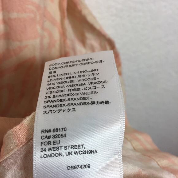 Urban Outfitters Strapless Linen Pink Zebra Slit Midi Dress Medium Animal Print - Picture 6 of 12